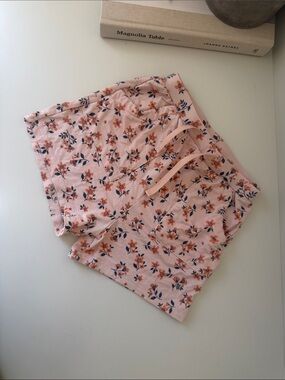 Floral Pink Bamboo Drawstring Lounge Shorts